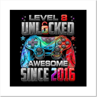 Level 8 Unlocked Awesome Since 2016 Posters and Art